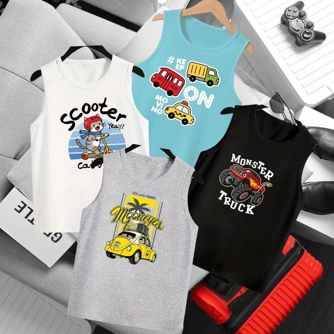 Baby Sleeveless T-shirt 4 Pcs Combo 1