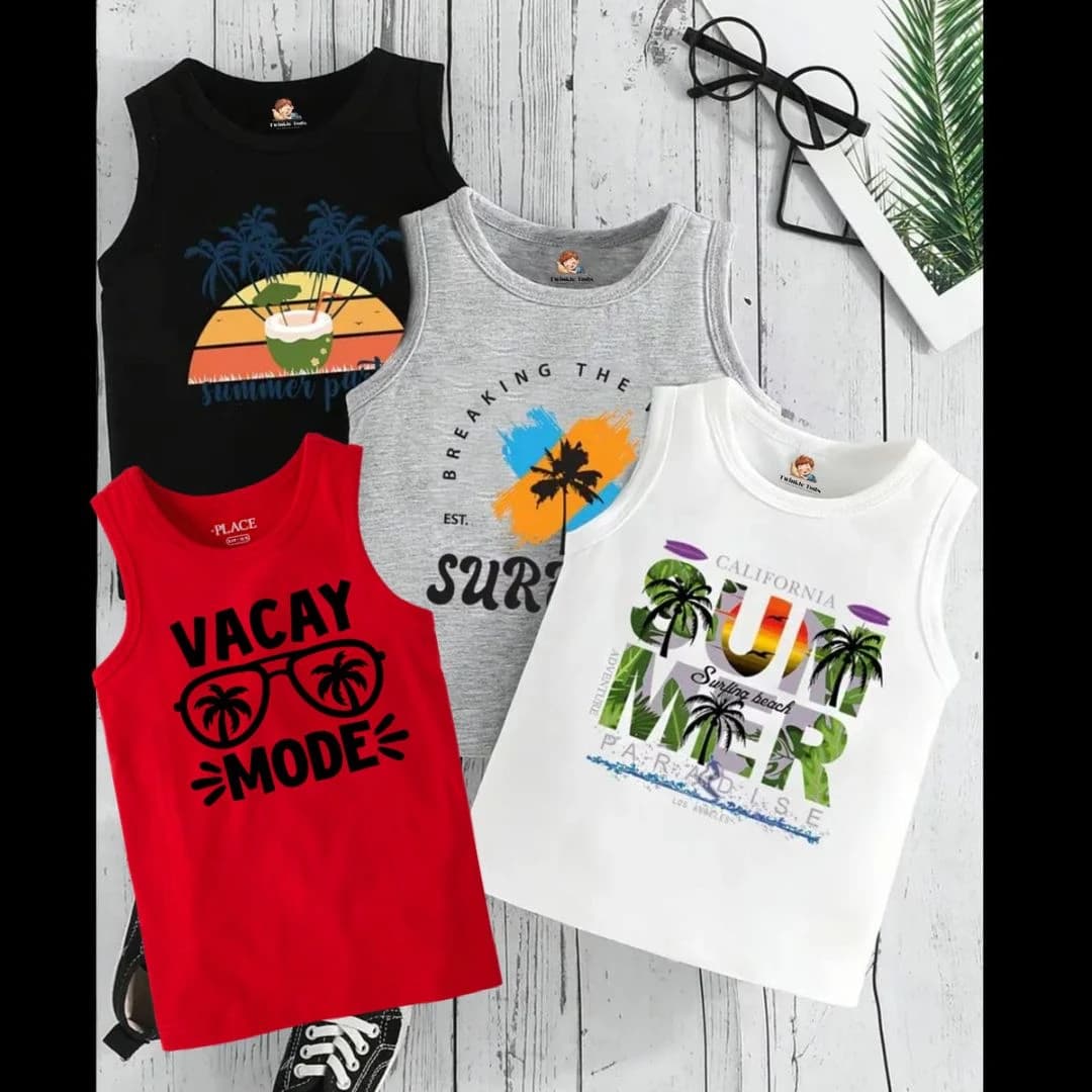 Baby Sleeveless T-shirt 4 Pcs Combo 05