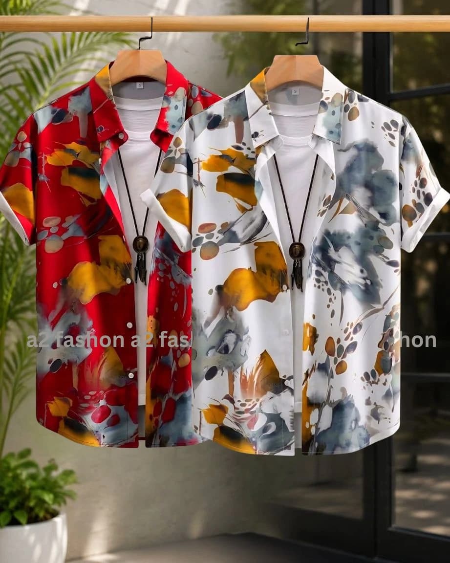 CHINA HALF SHIRT COMBO D3- WHITE & RED