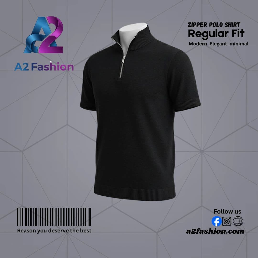 Zipper Polo Shirt - B