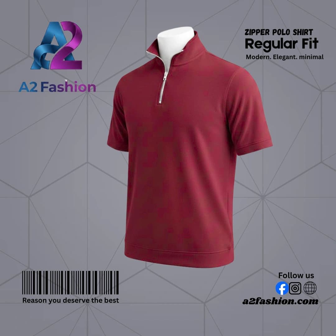 Zipper Polo Shirt-M
