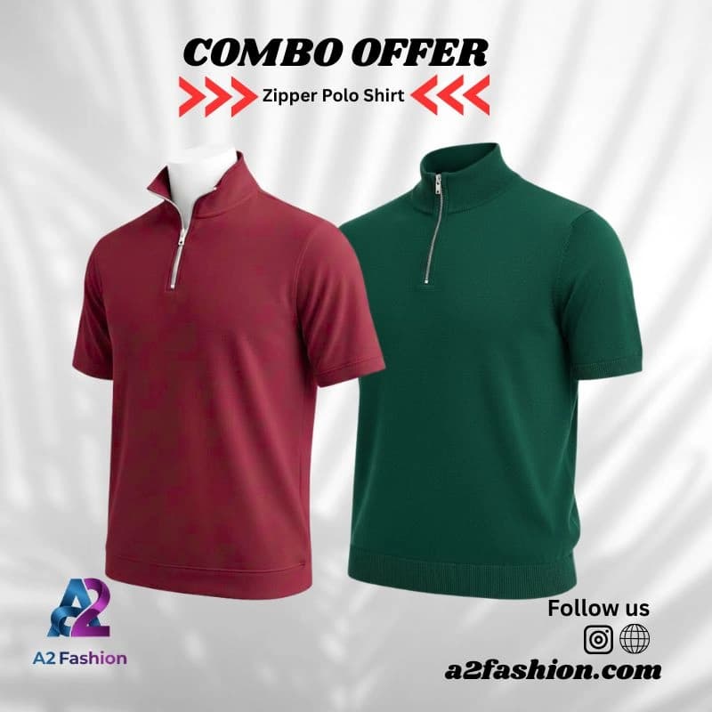 Zipper Polo Shirt 2PCS COMBOO- M & G
