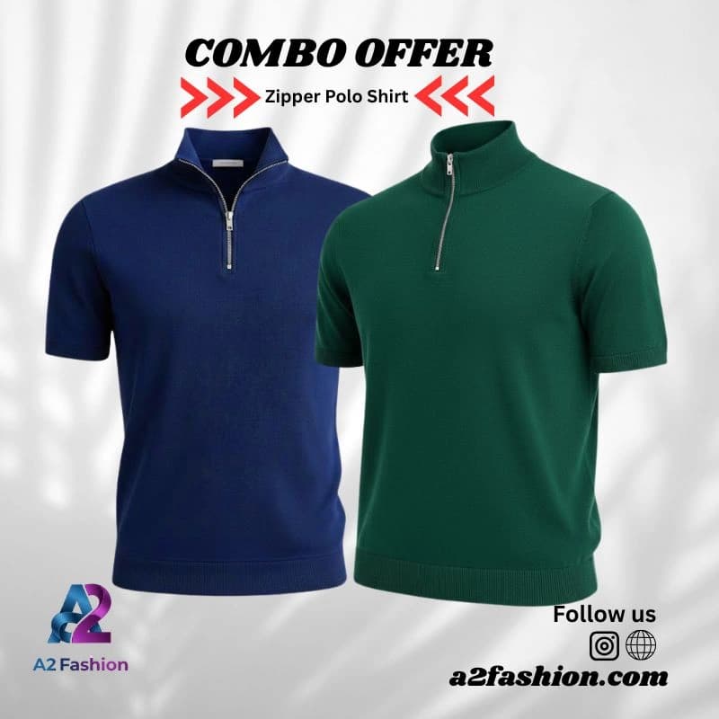 Zipper Polo Shirt 2PCS COMBO- N & G